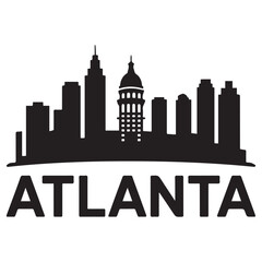 Fototapeta premium Atlanta Georgia skyline silhouette. Black Atlanta city design Vector Black silhouettes. with white background
