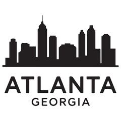 Obraz premium Atlanta Georgia skyline silhouette. Black Atlanta city design Vector Black silhouettes. with white background