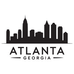 Fototapeta premium Atlanta Georgia skyline silhouette. Black Atlanta city design Vector Black silhouettes. with white background