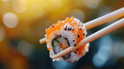 Delicious California Roll Sushi with Orange Tobiko