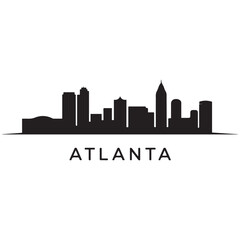 Naklejka premium Atlanta Georgia skyline silhouette. Black Atlanta city design Vector Black silhouettes. with white background
