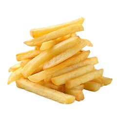 Crispy Golden French Fries on White Background &ndash; Delicious Fast Food Potato Snack
