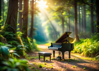 Sunlit Forest Piano: Miniature Tilt-Shift Photography