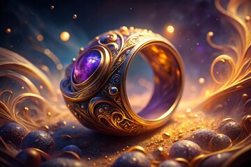 Surreal Gold Ring Engraving: Elegant Jewelry Photography