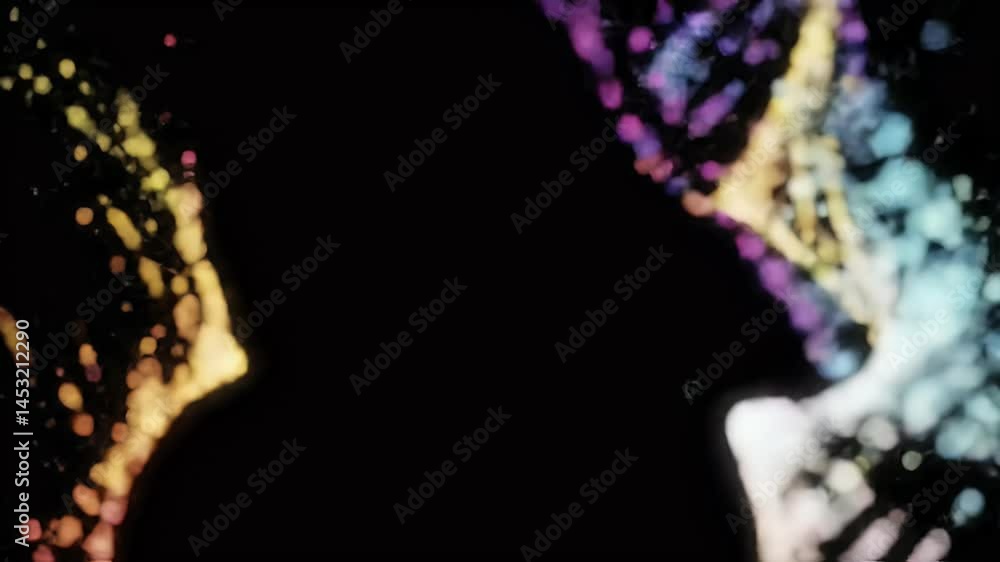 Poster abstract colorful particle art display on black background