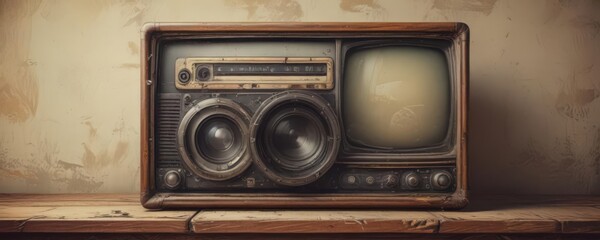 Distressed vector art photo mockup; nostalgic antique look, fading colors, cream, scratch