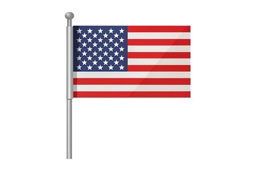 A beautiful illustration of the American flag on a pole waving proudly