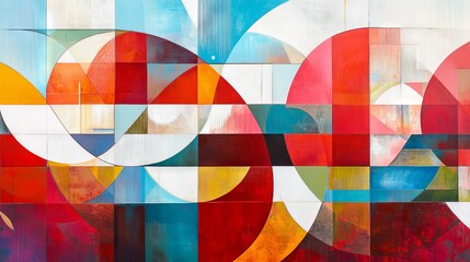 Abstract Geometric Color Composition red geometric background,