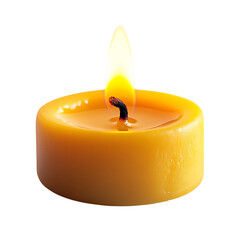A Glowing Gentle Yellow Flame from a Scented Candle Isolated on Transparent Background