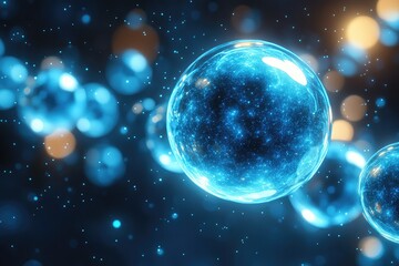 Glowing Spheres with Abstract Background.