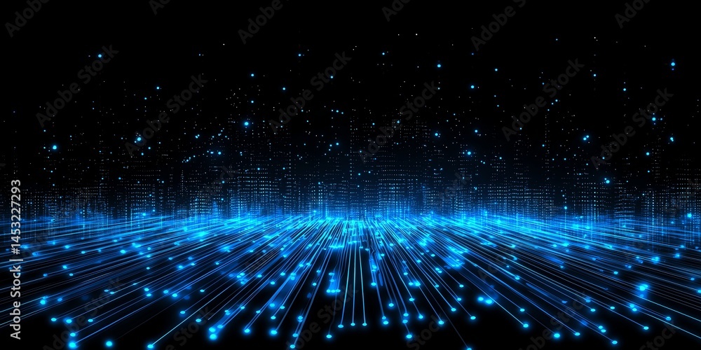Aufkleber minimalist abstract tech background with blue circuit board lines on dark contrast – perfect for tec
