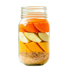 Sliced Vegetables and Spices in a Jar Isolated on Transparent Background