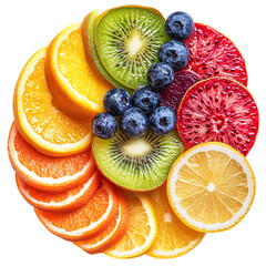 Assorted Colorful Fruit Slices Isolated on Transparent Background
