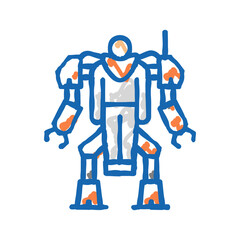 augmenting robot icon doodle illustration