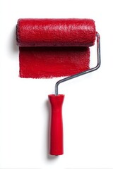 Fototapeta premium Paint Roller with Red Paint Stroke