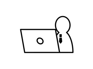 ノートパソコン操作中の人物アイコン