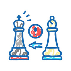 check king chess icon doodle illustration