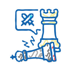 checkmate game process icon doodle illustration