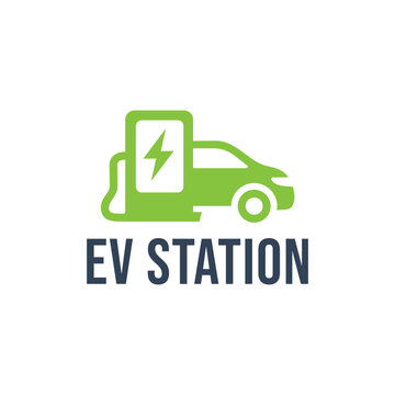 A clean and modern logo design featuring an electric vehicle connected to a green charging station. Ideal for eco-friendly energy brands, EV infrastructure, and sustainable mobility businesses.