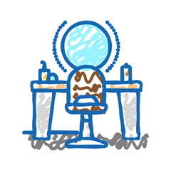 hair dress salon workplace icon doodle illustration