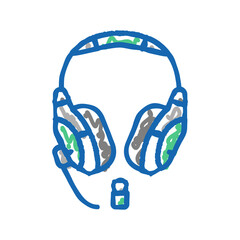 headset wireless video game icon doodle illustration