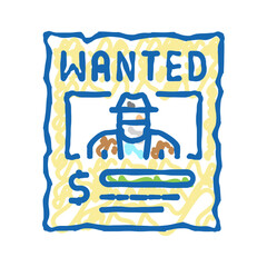 wanted poster icon doodle illustration