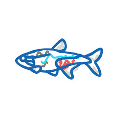 tetras aquarium fish icon doodle illustration