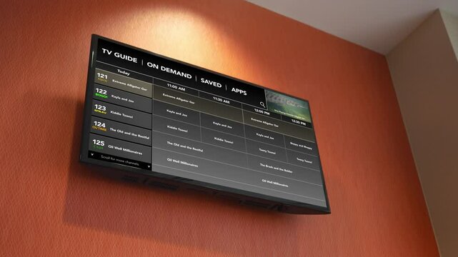 A Generic TV Channel Guide on a Hotel Mounted Television