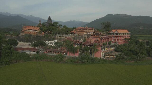 Explore Buddhist pagoda Chua da Mai in Vietnam from a stunning drone perspective