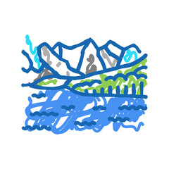 banff national park icon doodle illustration
