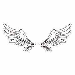 Fototapeta premium Elegant Black Angel Wings Adorned With Laurel Wreath, Embodying Grace and Beauty in a Striking Display of Artistry Generative AI