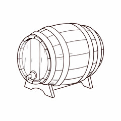 Vintage Hand Drawn Wooden Barrel Illustration Displaying Rustic Craftsmanship and Traditional Design Elements Generative AI