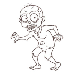 Fototapeta premium Popular Cartoon Zombie Character Ready for Coloring, Showcasing a Spooky, Playful Design Perfect for All Ages Generative AI