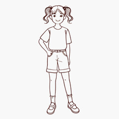 Cheerful Girl Child With Pigtails in Casual Outfit Smiling Joyfully in a Playful Setting Generative AI