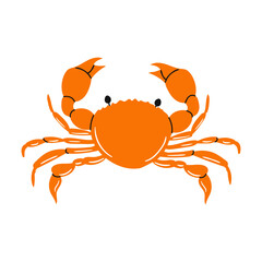 Bright orange crab with claws displayed against a white background