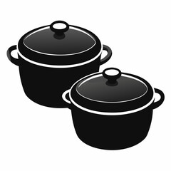 cast iron stewpot isolated  vector art illustration 