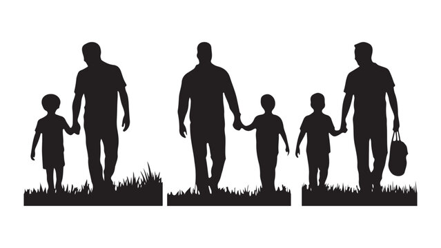 Collection of silhouettes Father and child. Happy Father's day, family silhouettes vector