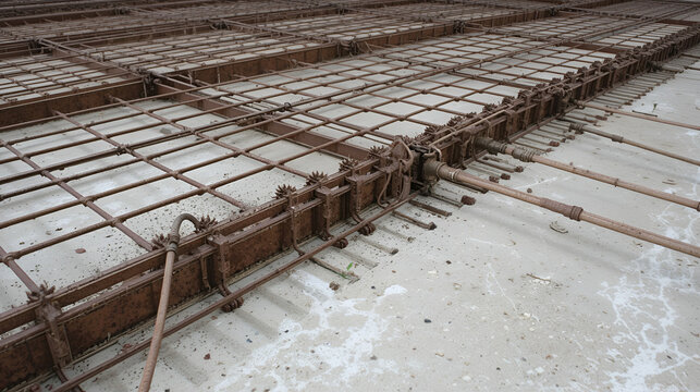 Rusted Steel Reinforcement for Post-Tension Concrete Floors is a floor system which draws prestressed wire.