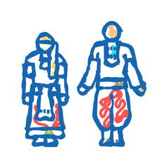 ukrainian national clothes icon doodle illustration