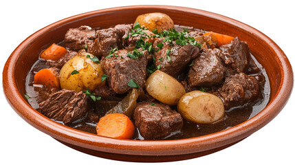 Boeuf Bourguignon isolated in White background ,Transparent Background ,Food image 