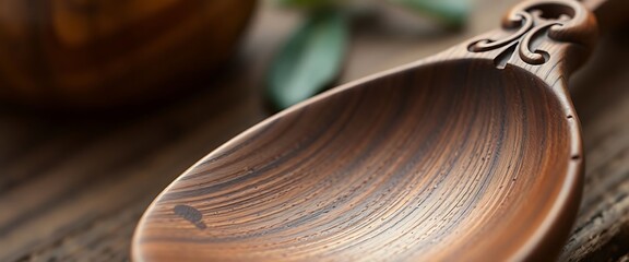 wooden spoon sitting on top of a wooden table