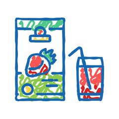 strawberry juice icon doodle illustration