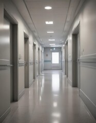 Obraz premium Soft focus on hospital corridor, emphasizing lines and texture , health, interior, medical facility