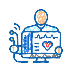 electrocardiogram health check icon doodle illustration