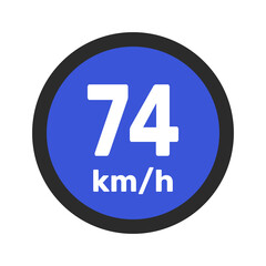 Speed limit sign 74 km h icon vector illustration sign background