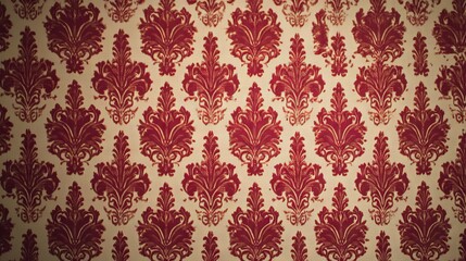 Vintage Damask Wallpaper Pattern in Red and Beige red vintage wallpaper