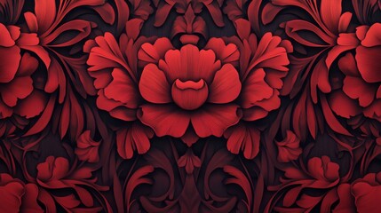 Intricate Red Floral Pattern Design red vintage wallpaper
