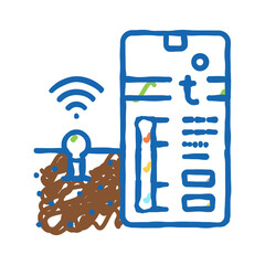 temperature soil control smart farm icon doodle illustration