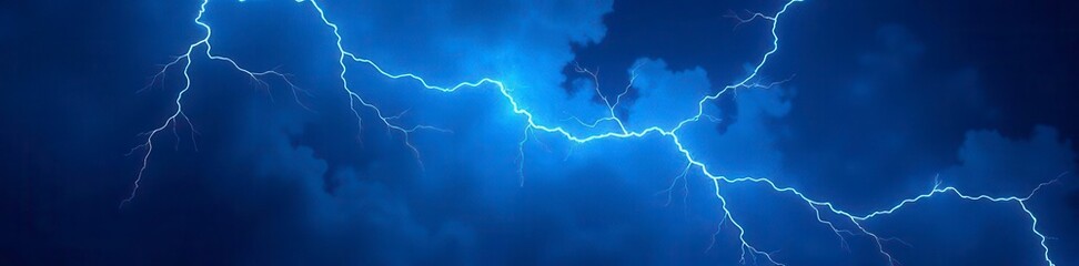 Electric blue lightning strike, vibrant energy ,  night,  flash