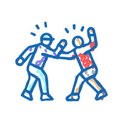 fighting kids icon doodle illustration